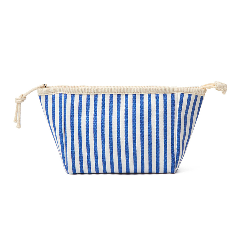 DHL50pcs Cosmetic Bags Women Canvas Red Blue Striped Printing Multifunctional Protable Travel Makeup Bag Mix Color