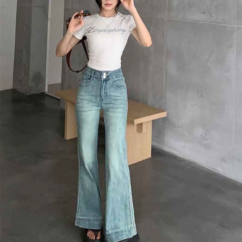 High Waist Bell Bottom Jeans Women Loose Fit Straight Leg Pants Autumn Winter plus Size Pear Shape Body Slimming Wide Trouse 250530