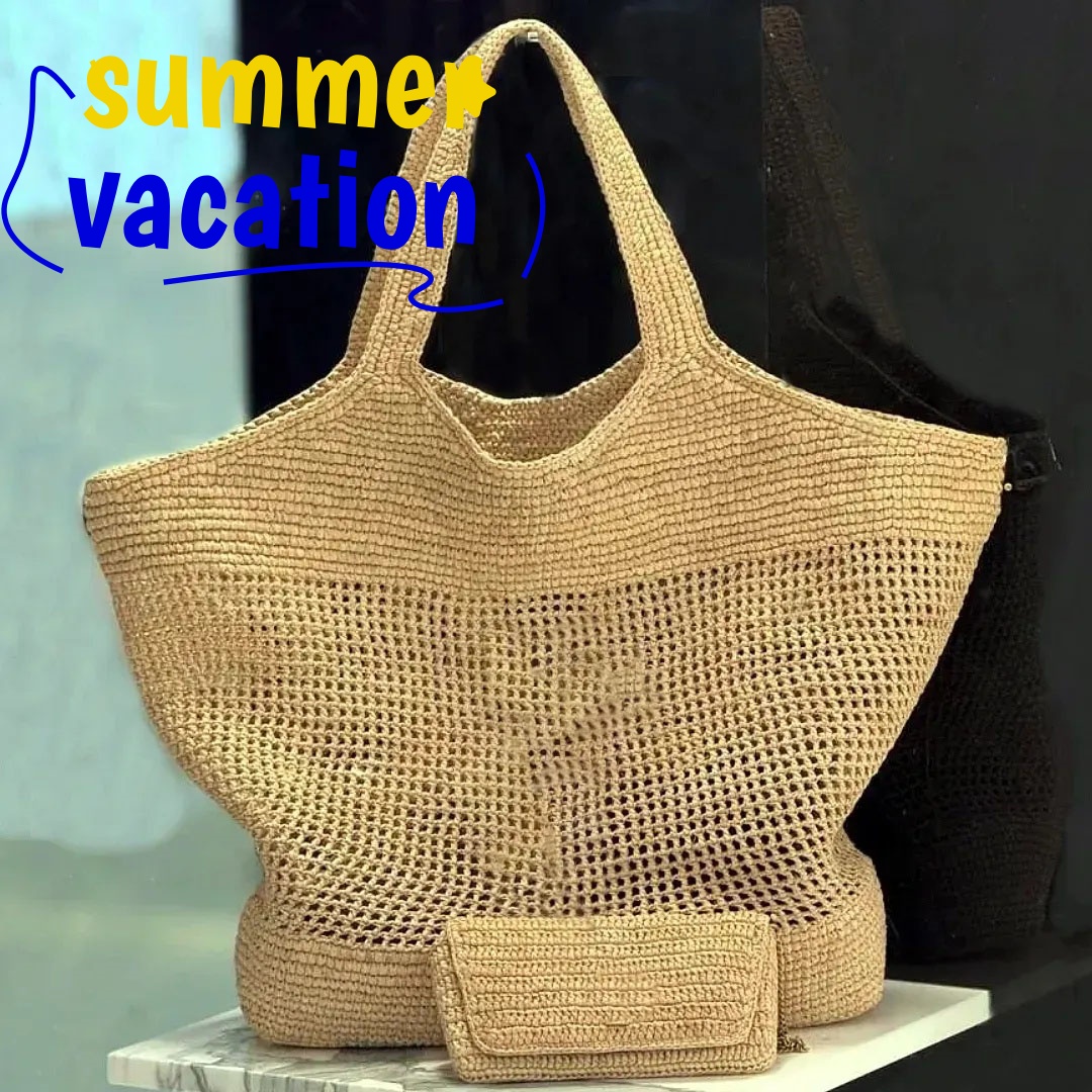 summer crochet beach bag designer bags straw knitting purse beach tote shoulder bags travel cross body bag phone case cardholders with coin pochette luxury handbag