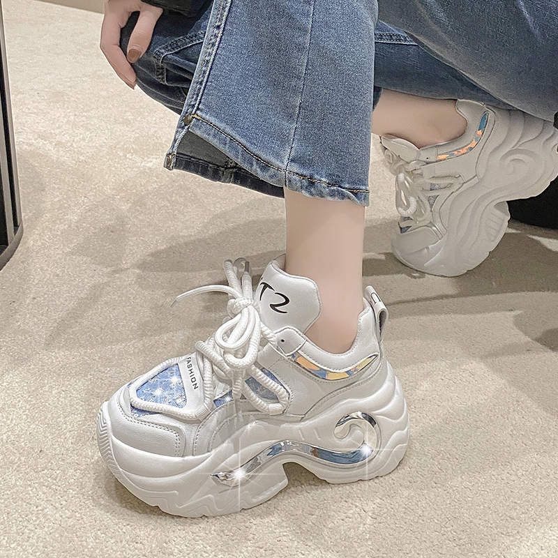 Women High Platform Casual Leather Shoes Women leather Platform Shoes Leisure Fashion Designer Running Shoes Wedges Hidden Heels Leisure Shoes zapatil