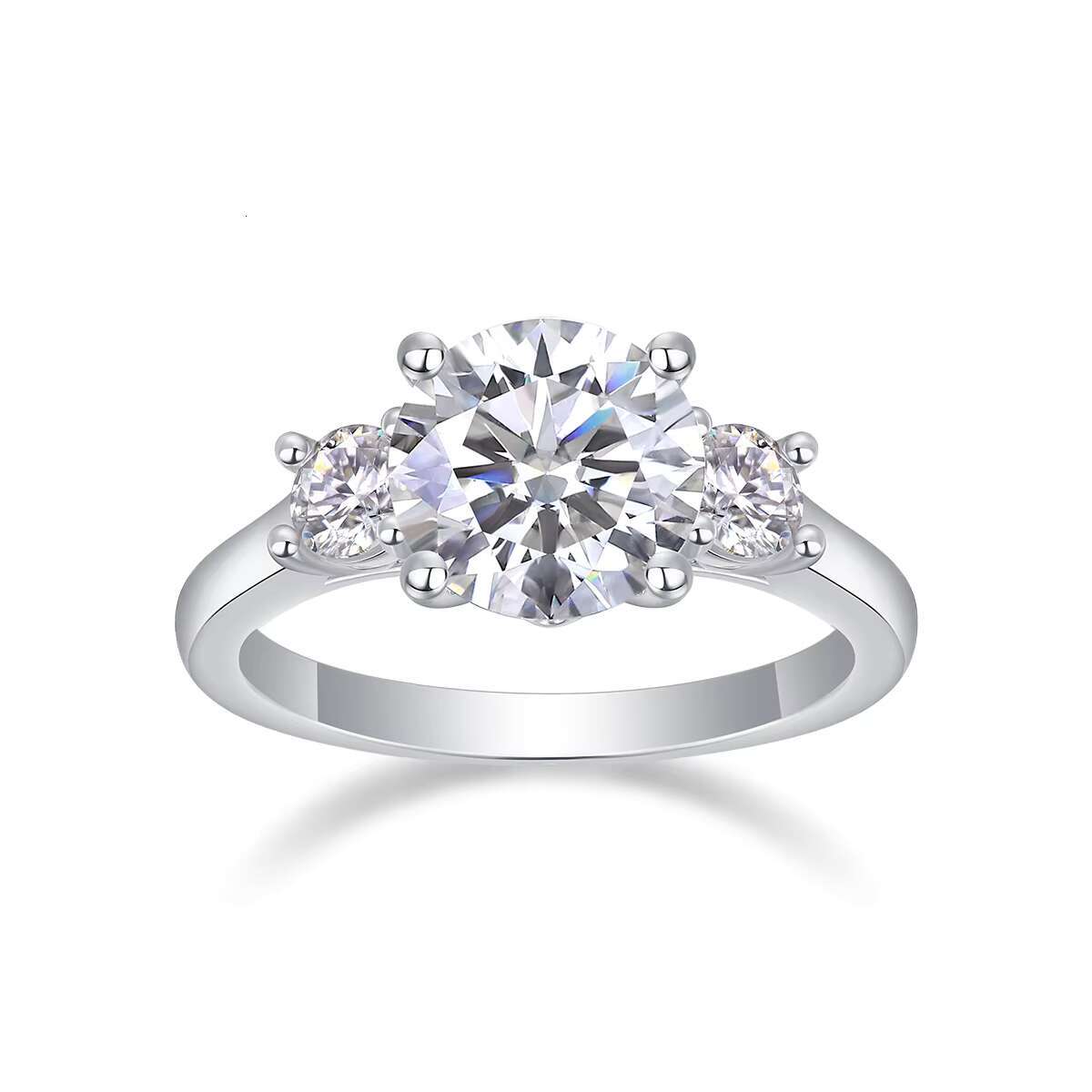 925 Moissanite 2CT Three Stone Ring Jewelry Wholesale