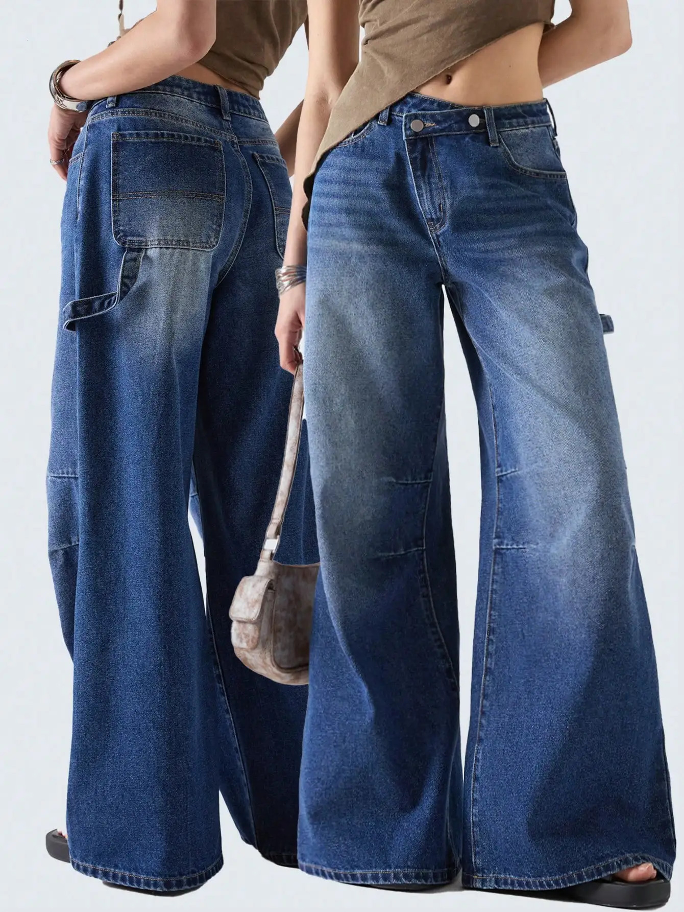 American retro wide leg jeans for women spring style versatile and easy to wear 250530