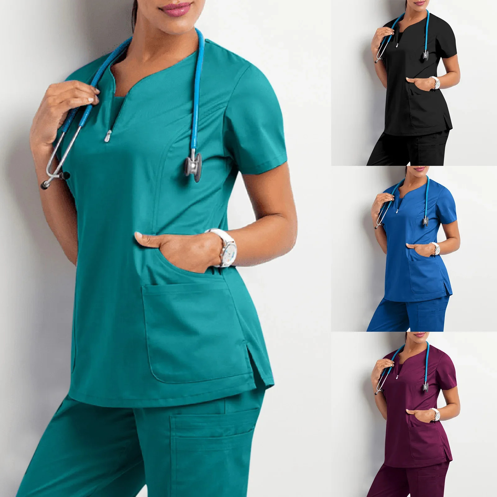 Surgery Room Short Sleeves Scrubs WomensTop T Workwear Nursing Isolation Clothing Work Uniform A 250530