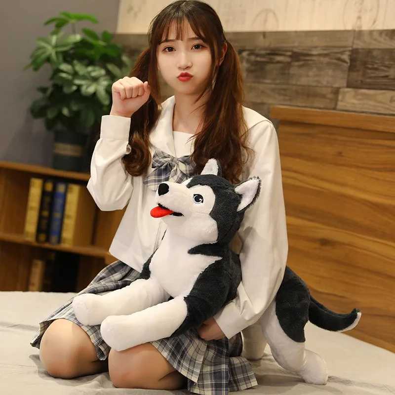 1pc 65cm Kawaii Husky Soft Plush Dog Dolls Stuffed Animal Kids Toys Simulation Husky Christmas Gifts Birthday Brinquedos R250529
