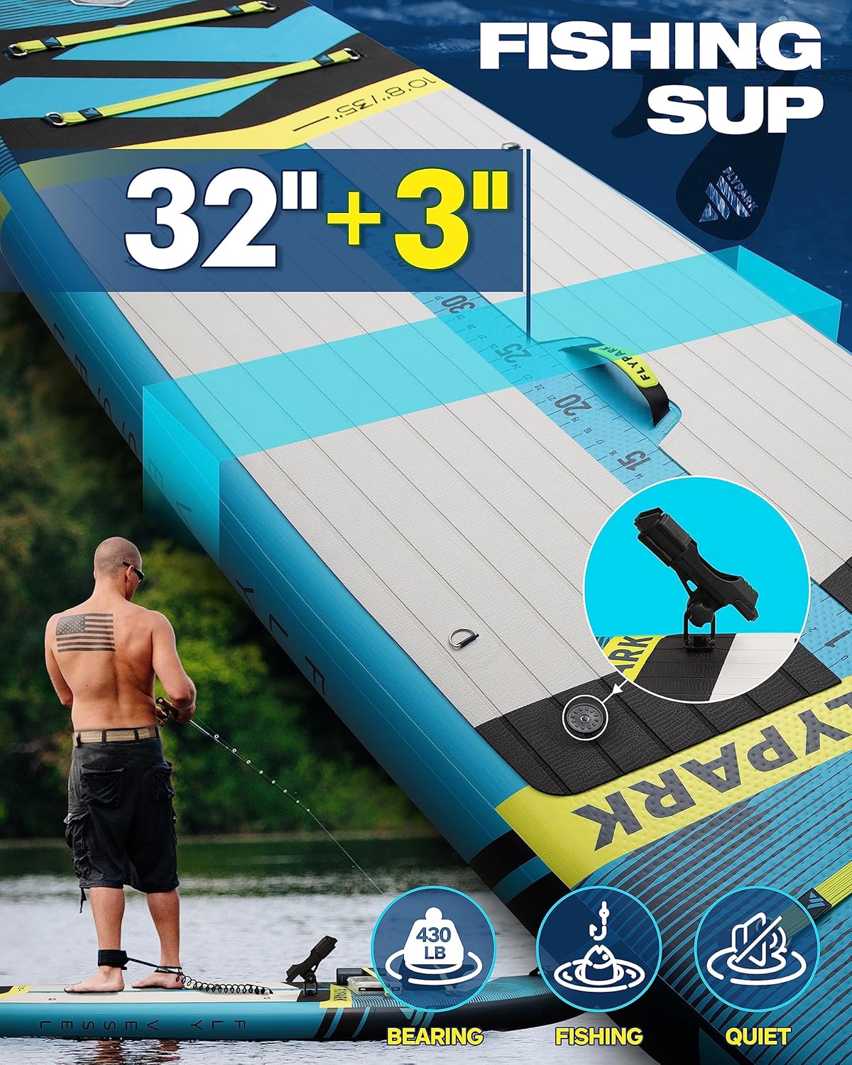 FLYPARK FISHING Surfboard 325*89*15cm paddleboard inflatable stand up paddle board sup supboard water sport ultra wide