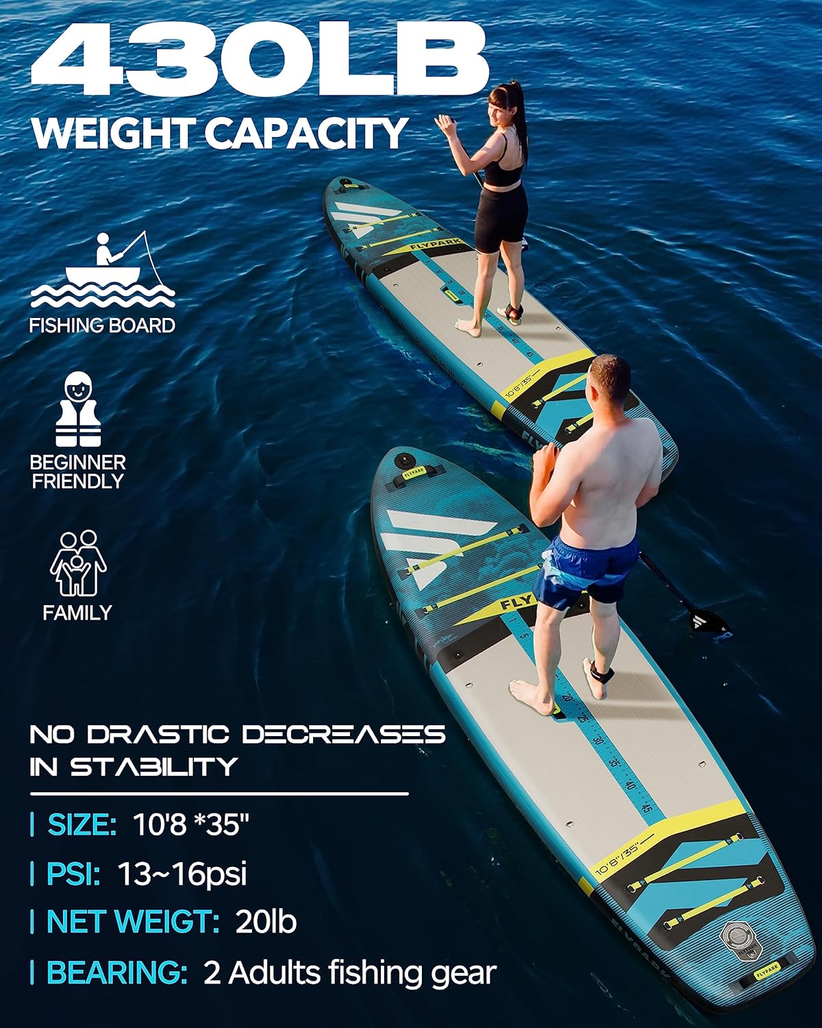 FLYPARK FISHING Surfboard 325*89*15cm paddleboard inflatable stand up paddle board sup supboard water sport ultra wide