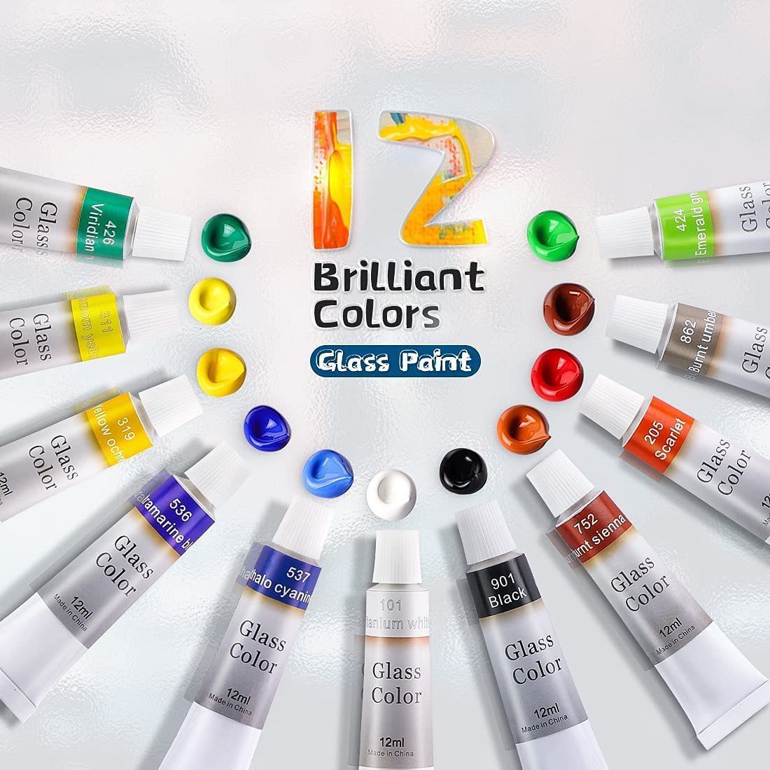 Memory 12 Colors 12ml Glass Paint Hand-painted DIY Glass Creative Decoration Painting Paint 230706