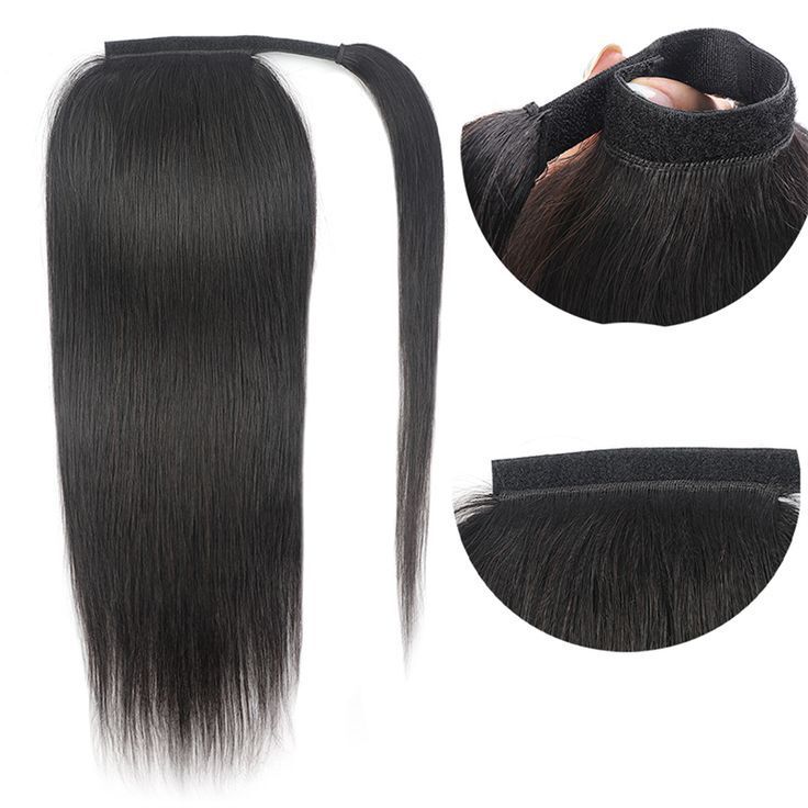 Human 100% Hair Ponytail Straight Wrapped Around