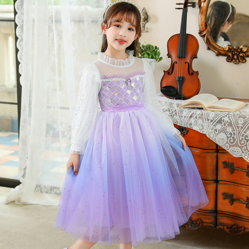 DISNEY infant designer dress kids clothes Elsa princess dress children's clothes long-sleeved children's dress designer dress comfortable an