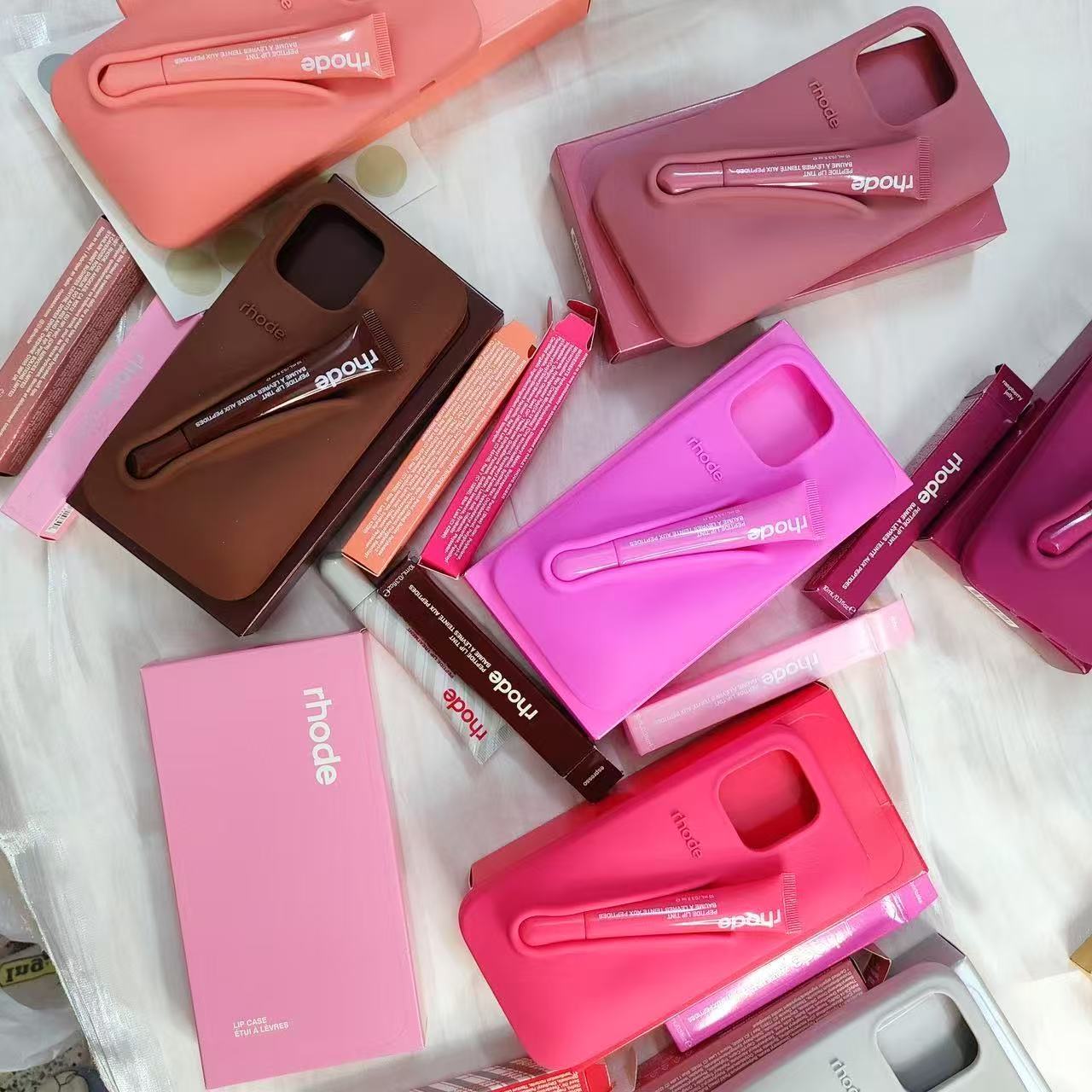 Rhode Case 2-in-1 Lip Gloss/Lipstick/Silicone Phone Case for iPhone 16/15 Pro Max Samsung S23FE/S23ULTRA/S24ULTRA Soft Cover