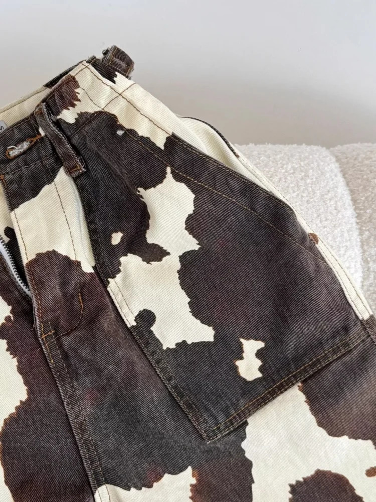 Ropa Y2K Fashion Cow Pattern Baggy Jeans Pants For Women ner Clothes Straight Cotton Korean Casual Lady Trousers 250530