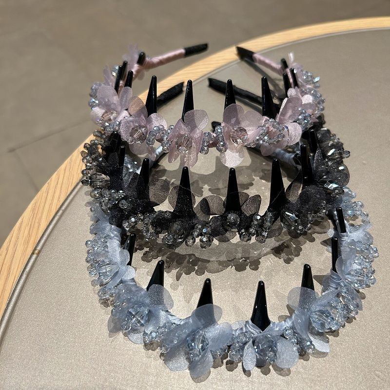 Chic Crystal-Inlaid Tulle Bandeau with Teeth Grip Perfect Romantic Accessory