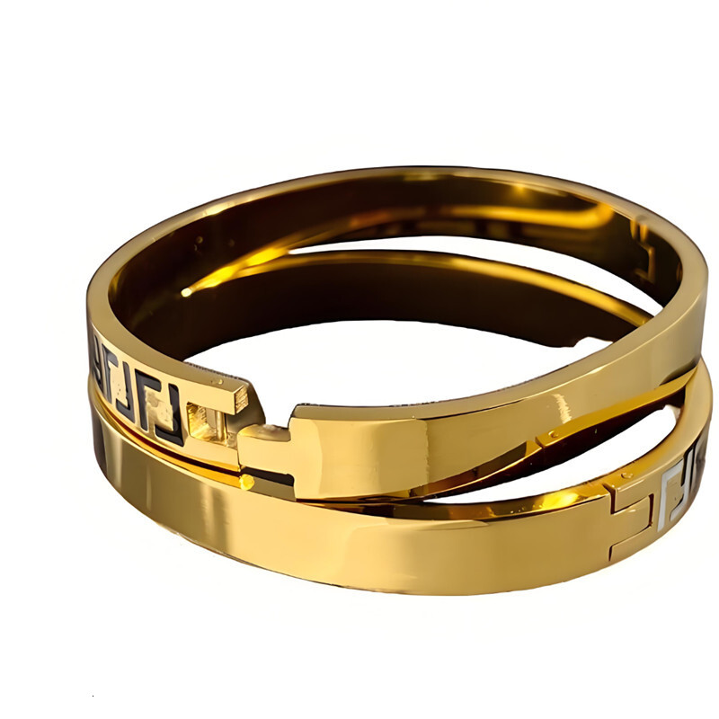 FF Bangle Titanium 18K Designer Bracelet For Women Classic Fashion Wristband Stainless Steel Open Luxury Gift Designer Jewelry Bangle Letter Ff Lover Bracelets