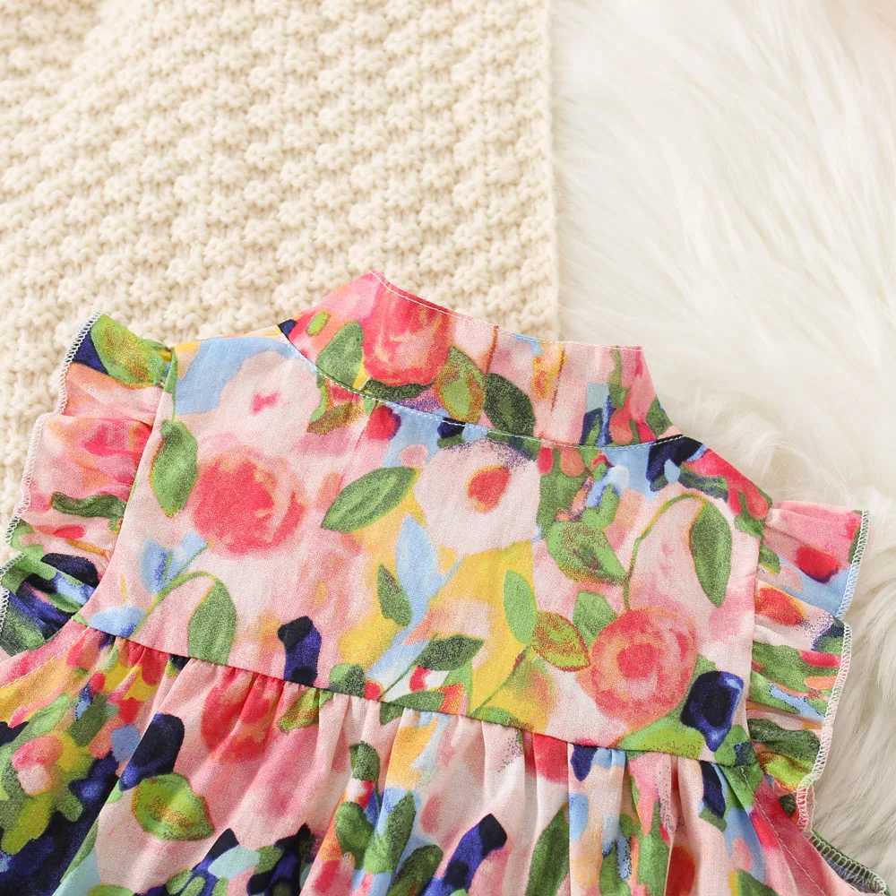 Summer New Baby Girl Dress Flower Printed Cotton Dress For Baby Girl 0-2 Years Old R250530