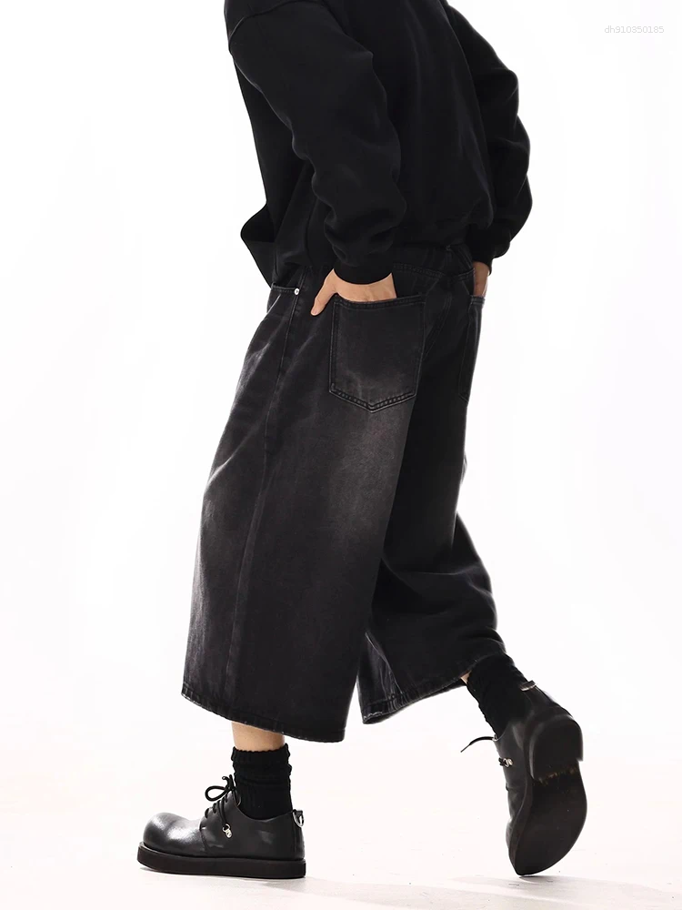 Mens Jeans REDDACHiC Plus Size Jorts Black Whiskers Cleanfit Wide Leg Casual Short Pants Hip Hop Skater Retro Summer Clothes