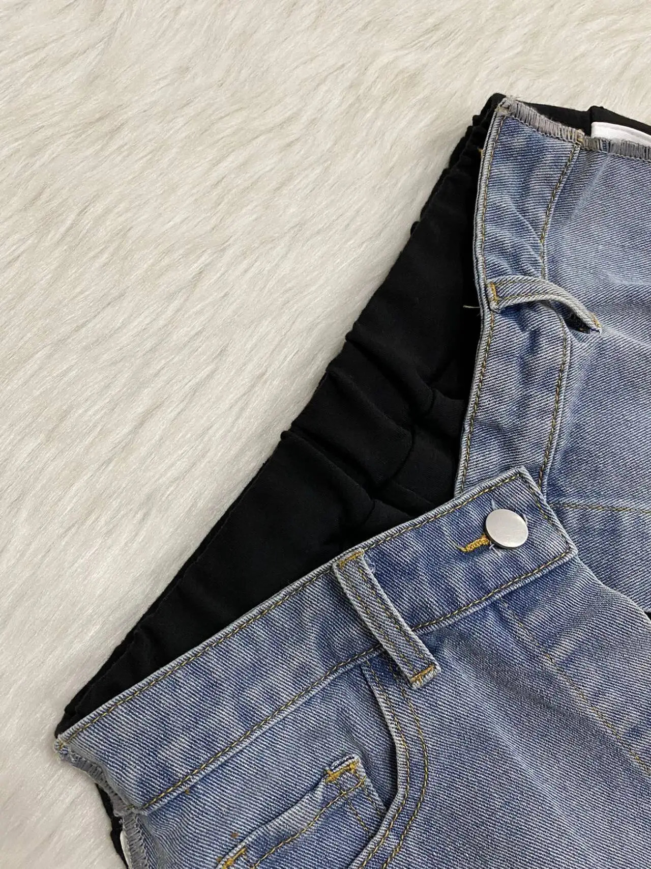 CMYAYA Fashion Women Denim Patchwork Pocket Side Wide Leg Loose Jogger Pants 2024 Active Jean Splicing Sweatpants Trousers 250530