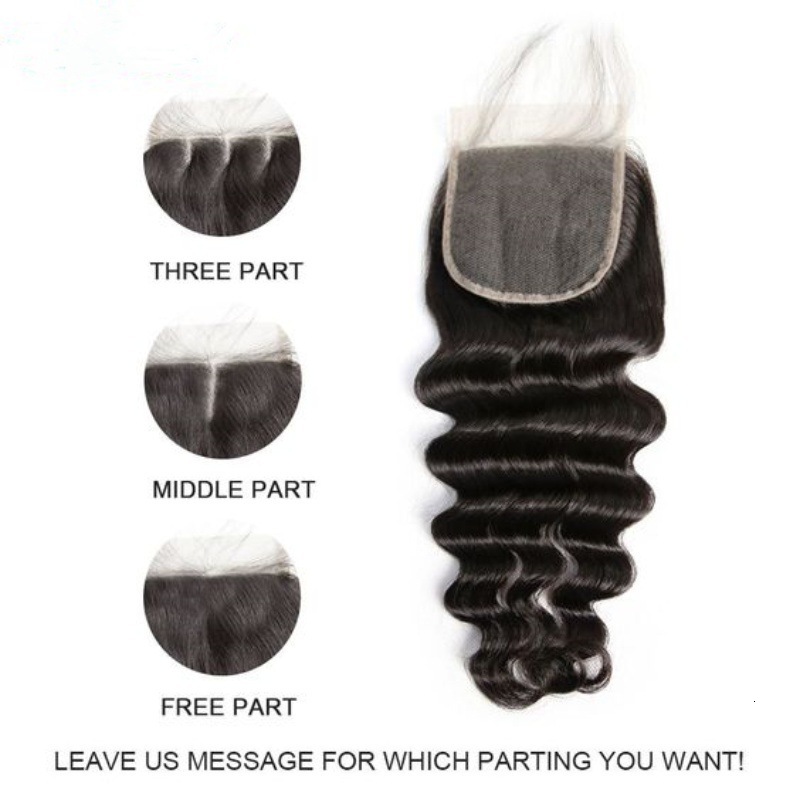 Transparent 4*4 Lace Loose Deep Wave Human Hair Closure Stock