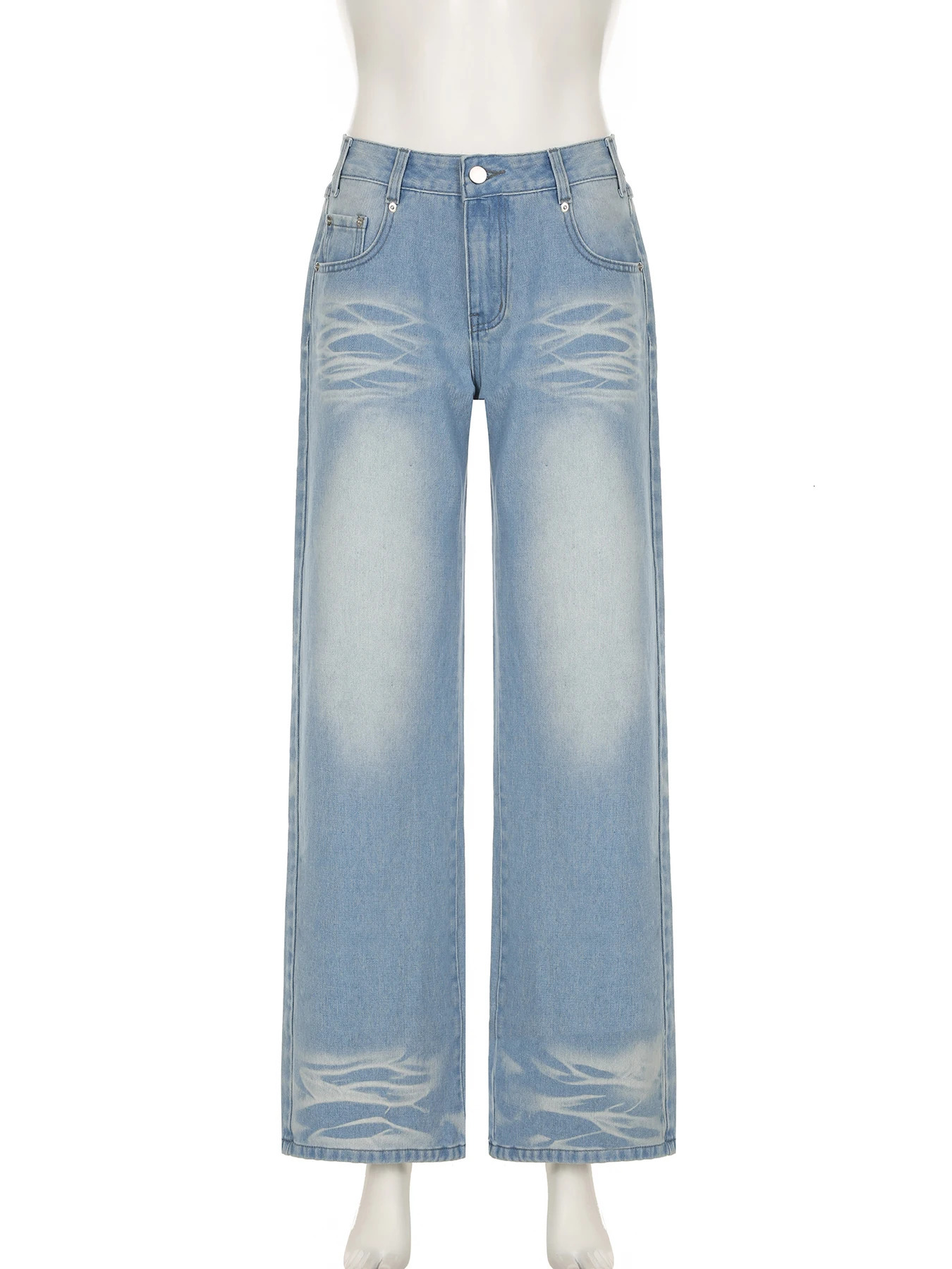 IAMSURE Casual Loose Jeans Wide Leg Pants Holiday Basic MidWaisted Straight Women Streetwear Trousers Elegant Capris 250530