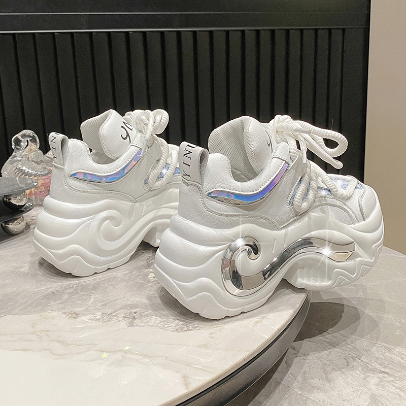 Women High Platform Casual Leather Shoes Women leather Platform Shoes Leisure Fashion Designer Running Shoes Wedges Hidden Heels Leisure Shoes zapatil