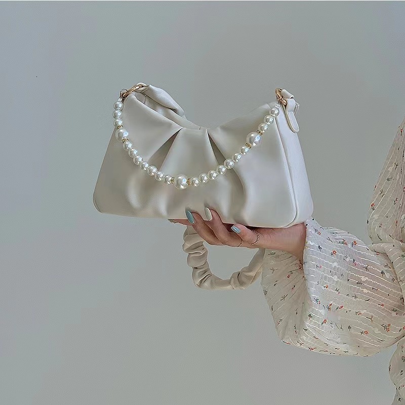 New Women s Handbag Wrinkled Pearl Cloud Underarm Bag Single Shoulder Crossbody Bag trend Designer Women s trend Single Shoulder Bag