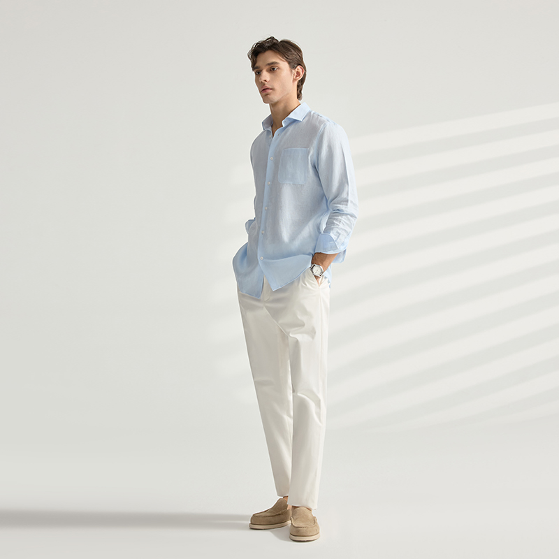 BXS/Stylish Mens Luxury designer/designer Long-sleeved business and casual shirts/golf t shirt/essentials/mens designer shirt/blue Business shirt