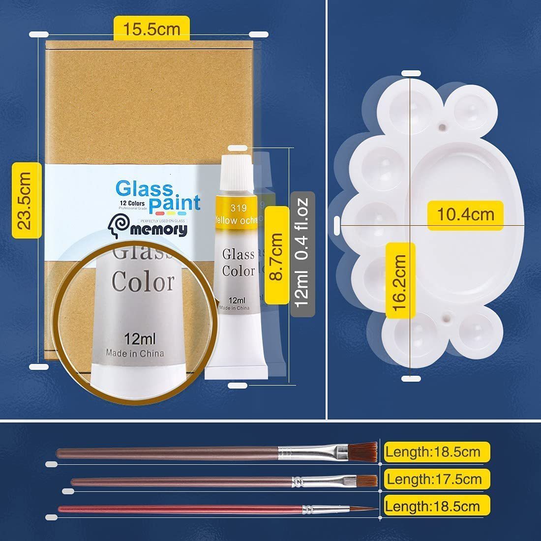 Memory 12 Colors 12ml Glass Paint Hand-painted DIY Glass Creative Decoration Painting Paint 230706