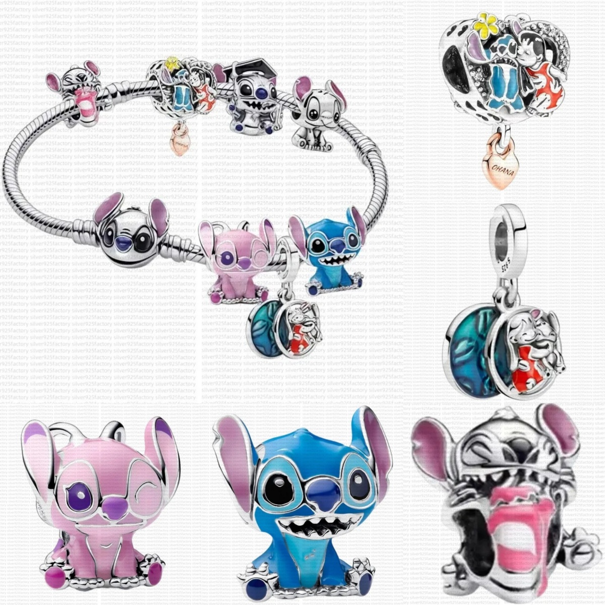 Hot Bracelets 2025 new Summer Charms Bracelets for women Stitchs Angel Wonderful Cartoon pendant DIY Charms Bracelets Luxury Jewelry with box gifts