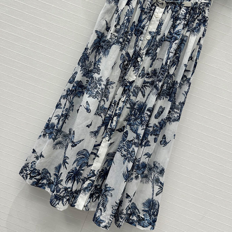 Summer Lady Shirt Collar Short Sleeve Dresses Vacation Style Luxury Single Breasted Waist Up Pure Cotton Gown Retro Classic Clothing