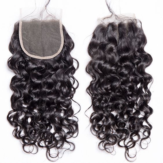 Real Xuchang Human Hair 4*4 HD Transparent Lace Water Wave Curly Hair Piece Accessories