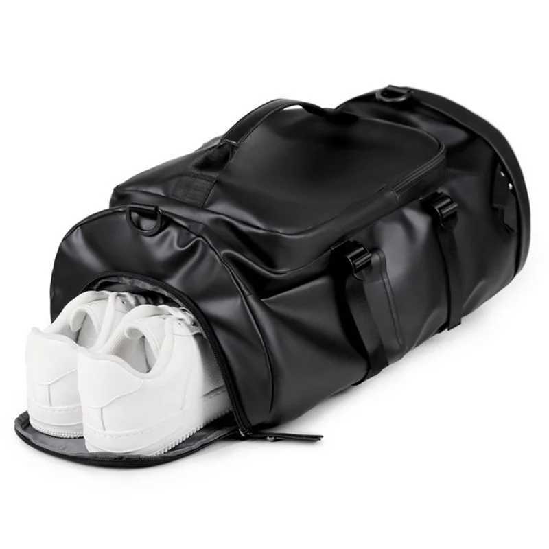 Gym Travel Backpack Versatile Faux Leather Bag for Men Women Casual Outdoor Sports Shoulder Bags Fitness Weekender Duffel Y250530