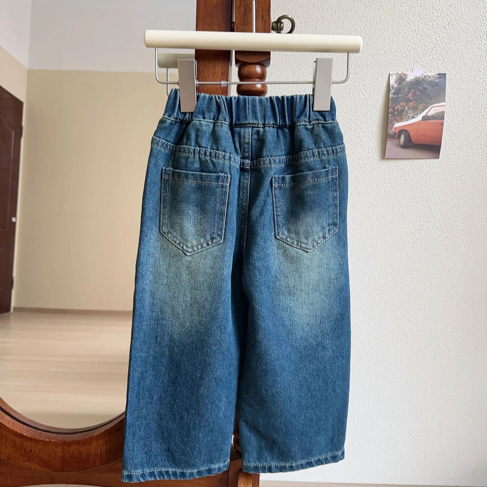 Kids Jeans Bow-printed Baggy Wide-leg Pants Jeans for Girls Boys Pants Girls Trousers Clothes for 2 To 7 Years 250527