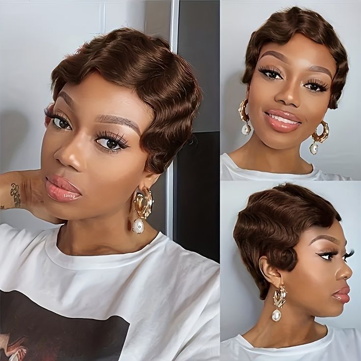 human Machine-made hair short pixie
