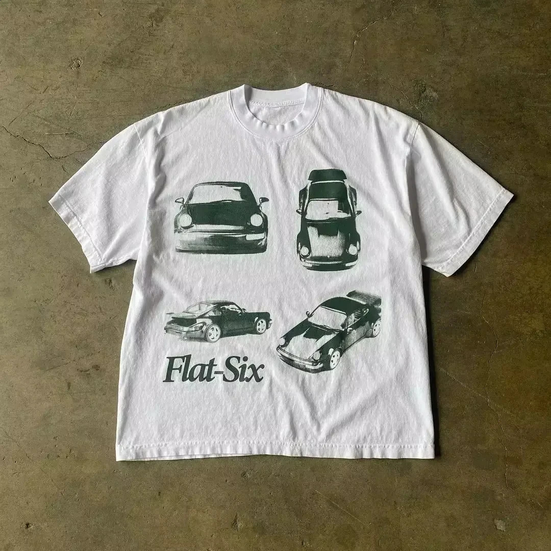 Summer Retro Harajuku Fashion Tee Men Women Plus Size Cotton Tshirt Y2K Loose Street Letter Printing Short Sleeve Casual Tee 250529
