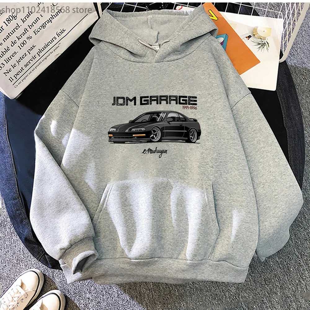 JDM Hoodie Men CRX Initial D Anime Sweatshirts Japan Car Print Streetwear Women Vintage O-Neck Winter Casual Harajuku Boy Tops W250530