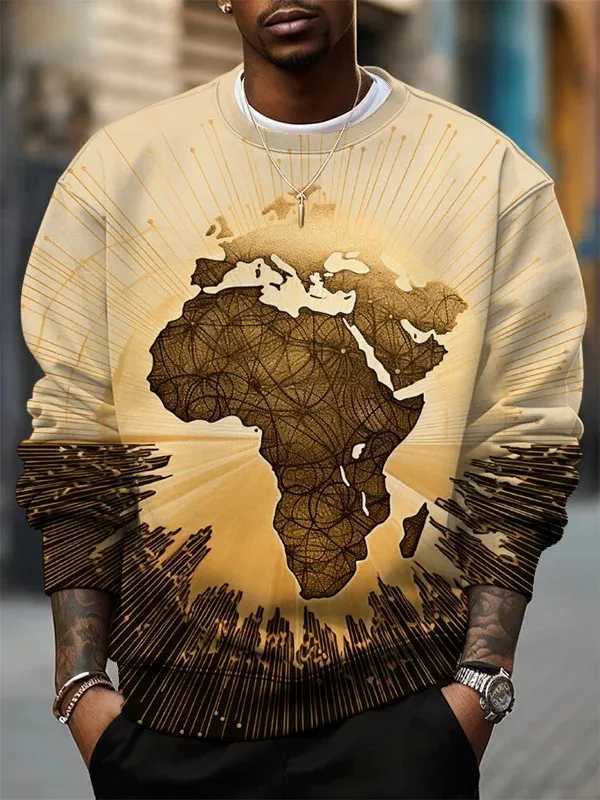 Fashion Mens African Style Graphic Sweatshirts Long Sleeved Sweatshirt O-Neck 3D Printed Casual Sweatshirt For Men Clothing W250530