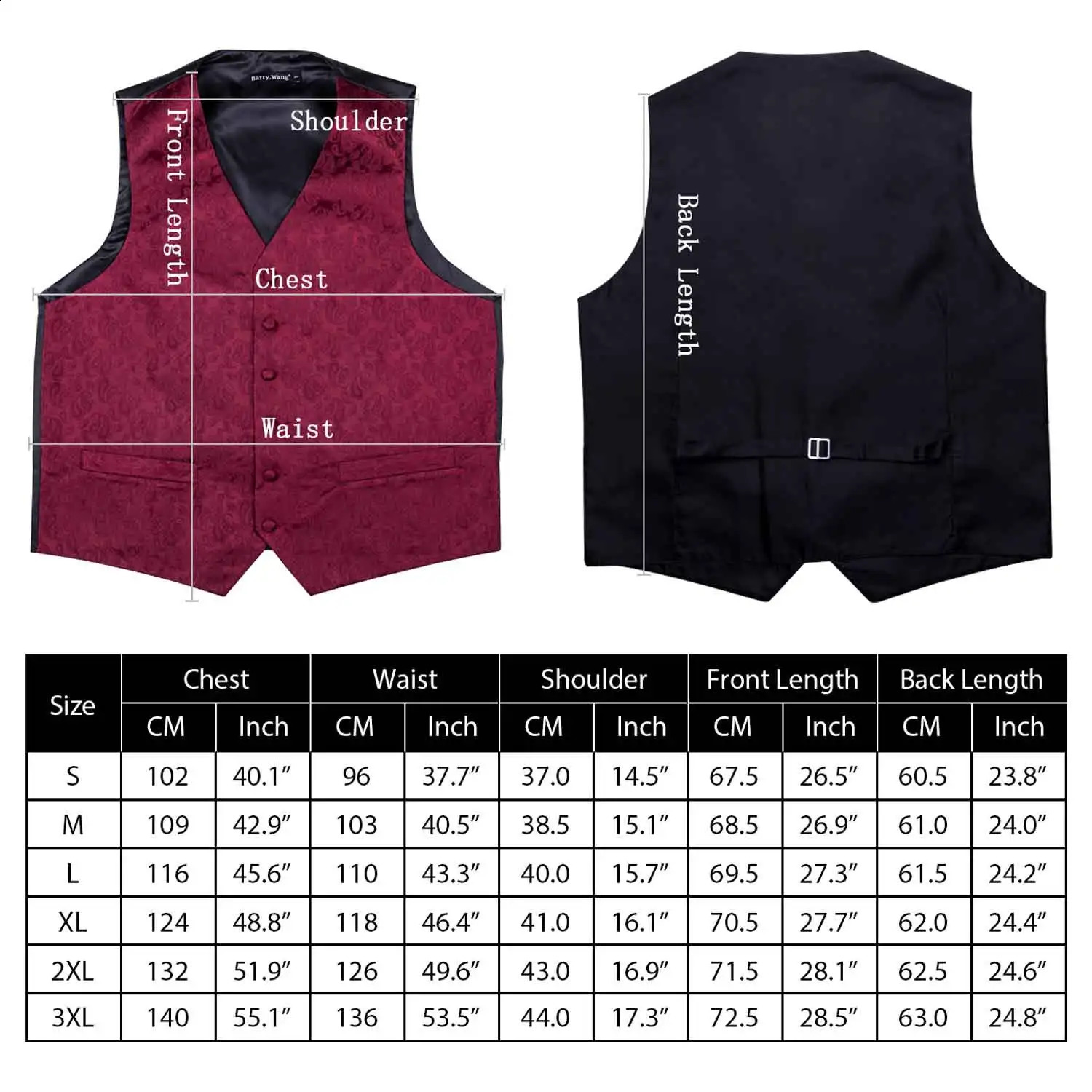 BarryWang 100 Colors Silk Men Vest Paisley Floral Waistcoat Tie Hanky Cufflinks Set Jacquard Sleeveless Jacket Wedding Business 250529