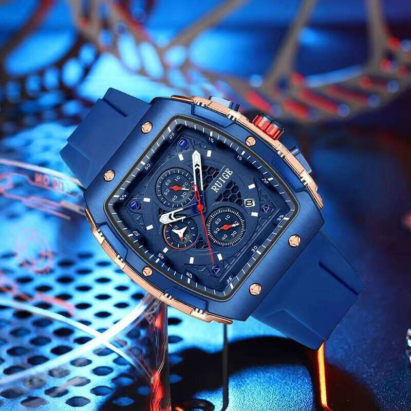 Rui Ge Black Multifunctional New Men's Famous Quartz Watch Waterproof Luminous Trendy