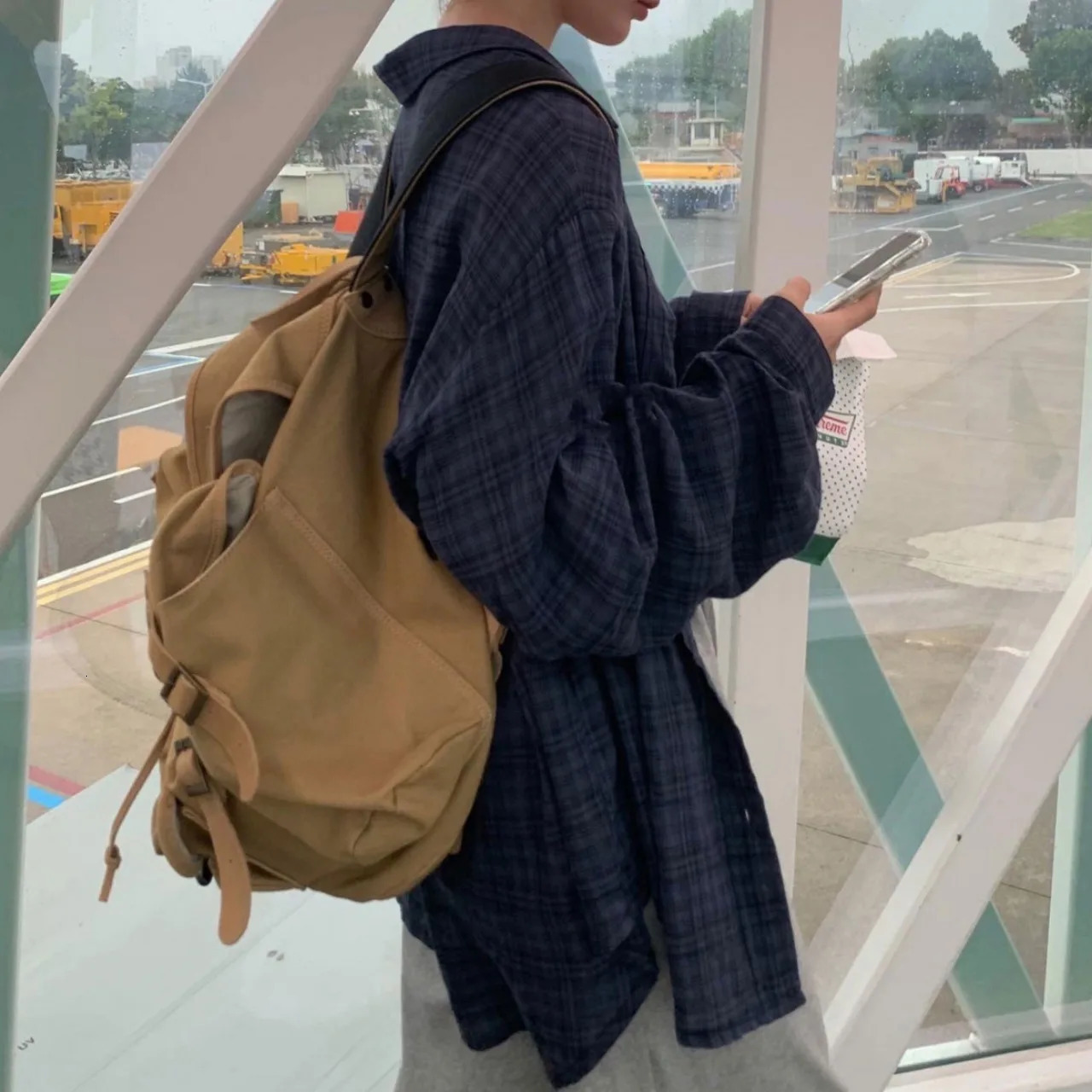 Retro Plaid Shirts For Women Spring Korean Womens Long Sleeve Loose Shirt Female Street Casual Oversized Button Top 250527