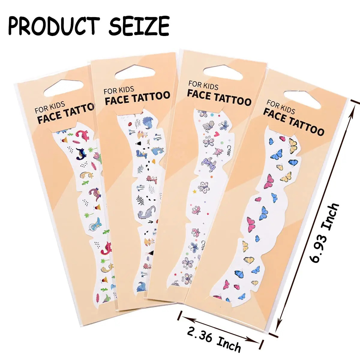 Face Makeup Temporary Tattoos for Children Cartoon Butterfly Dinosaur Eye Freckle Tattoo Stickers for Girls Boys Kid Party 250530