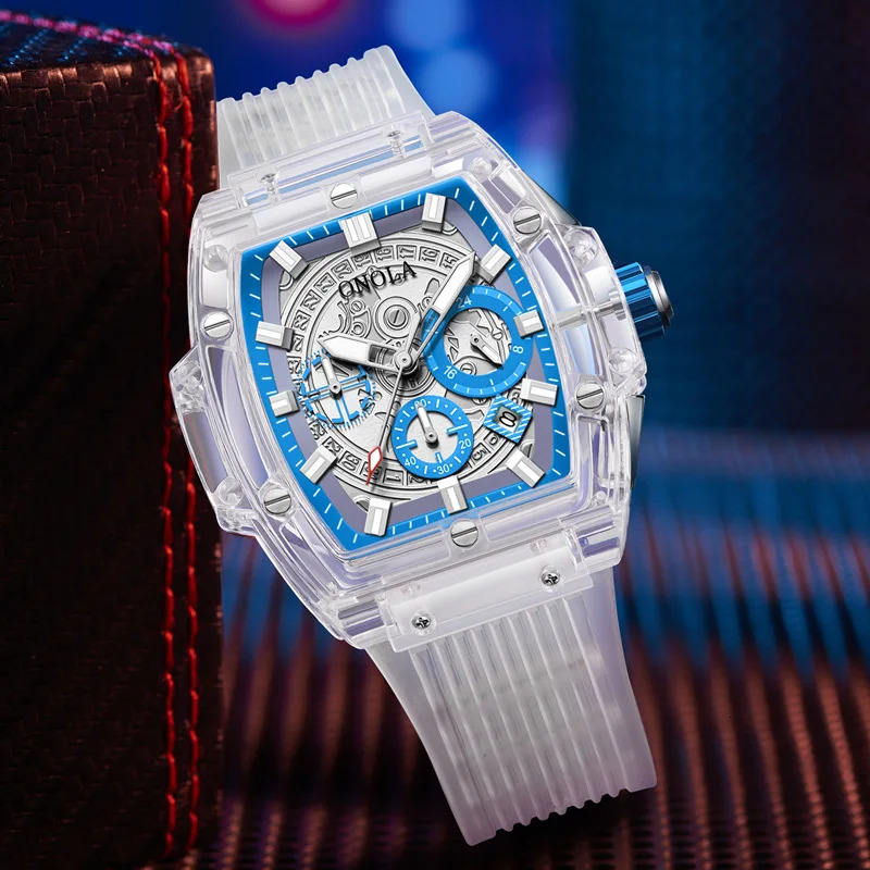 ONOLA Transparent Plastic Watch Men Women clock Fashion Sports casual unique Quartz y square Mens Watch 250530