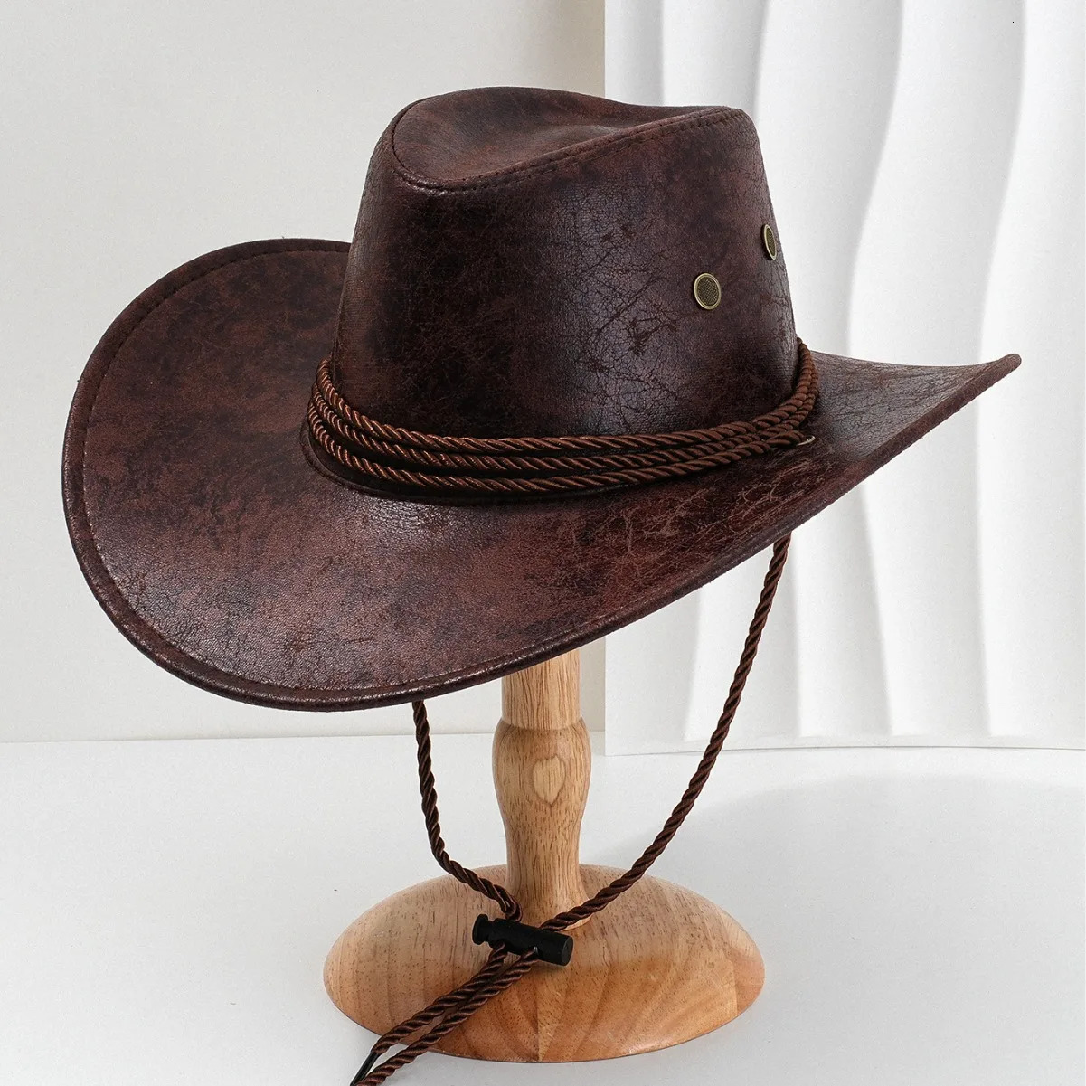 Fast Drop Cowboy Hat Unisex Faux Leather Sunhat Wild Brim Panama Hat Visor Hats Sombrero De Vaquero Occidental 250521