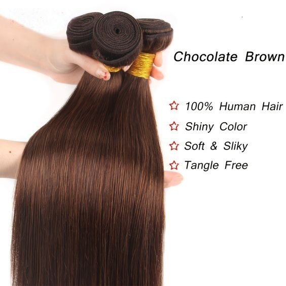 brown Chocolate straight bundle human hair Brown 4#