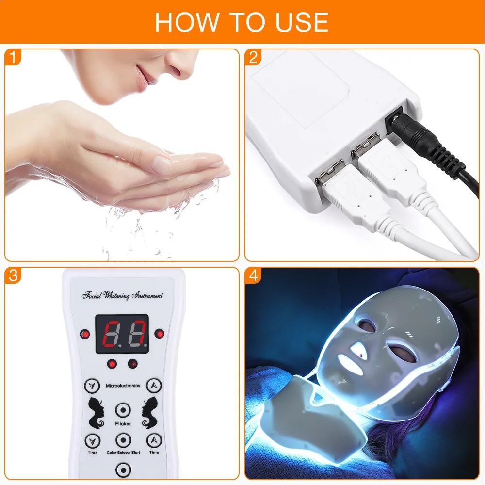 Air Bag-7 Colors Light LED Skin Care Facial Beauty Mask With Neck Skin Rejuvenation Treatment Beauty 250527