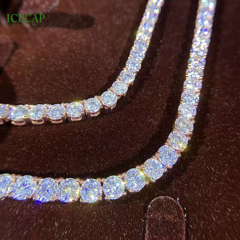 Fine Jewelry 5mm Rose Gold Tennis Chain Iced Out Hiphop VVS Moissnaite Sterling Silver Men Women Tennis Chain Necklace Gift