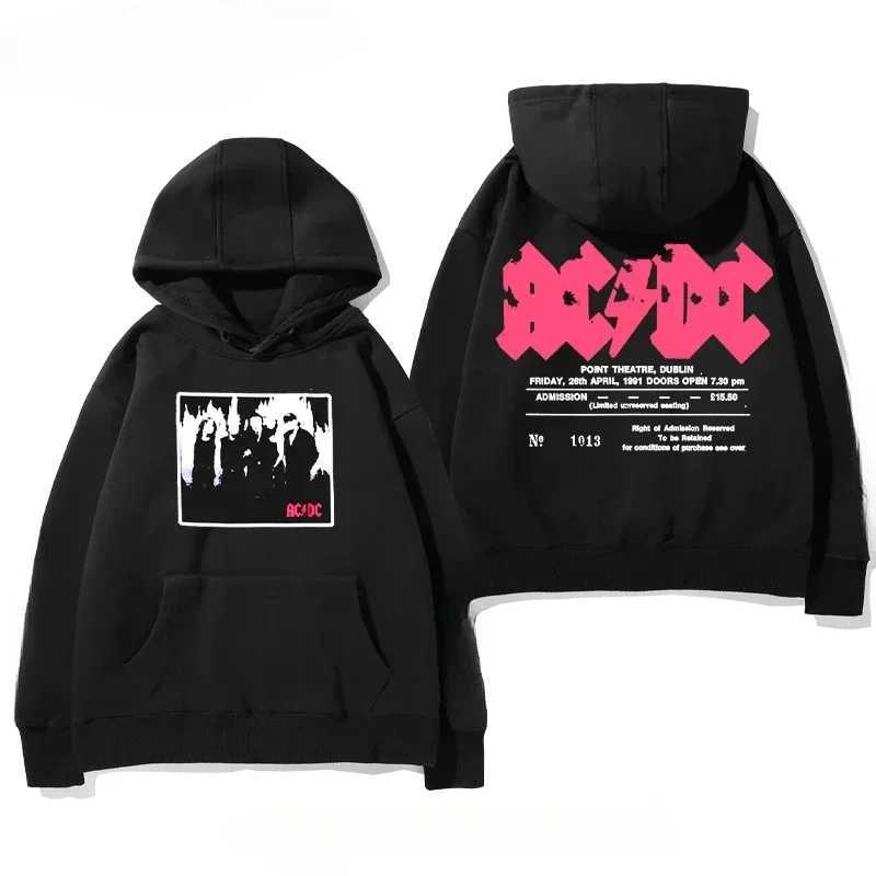 Trend European and American Hard Rock Metal Band ACDC Autumn and Winter Loose Velvet Hoodie Mens and Womens Coat Clothes W250530