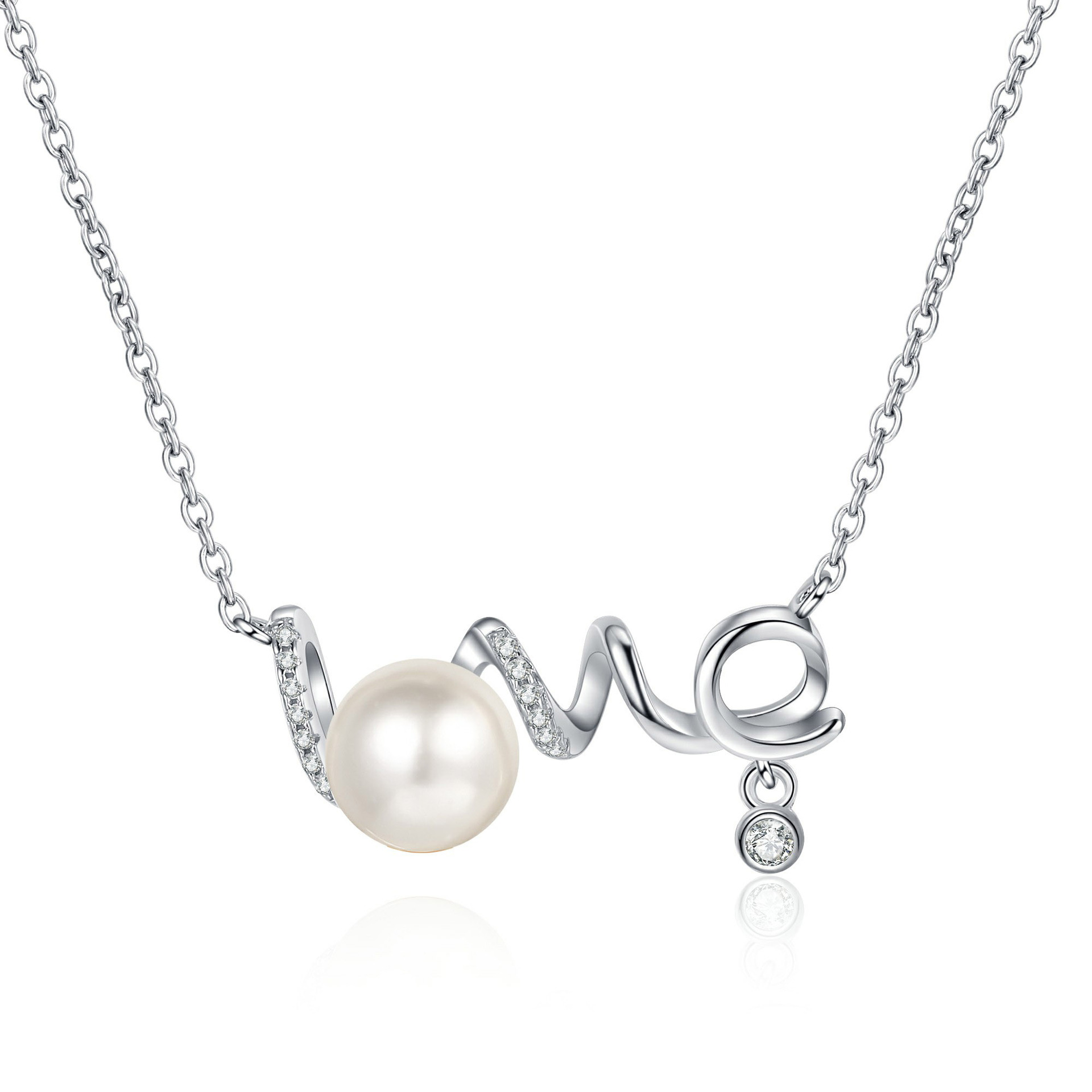 925 sterling silver moissanite pearl love pendant necklace minimalist korean style versatile clavicle chain perfect gift for girlfriend