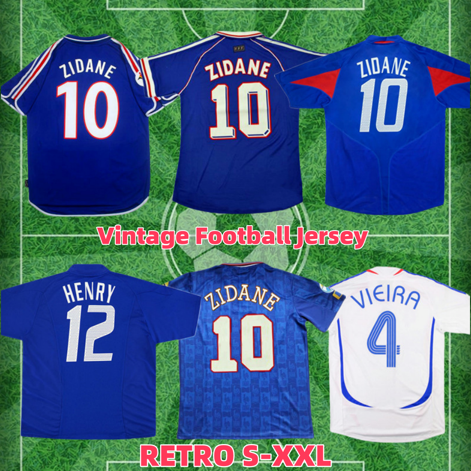 1998 00 RETRO French soccer jersey VINTAGE ZIDANE HENRY MAILLOT jerseys 1982 84 Football Jerseys shirt Trezeguet away finals 2006