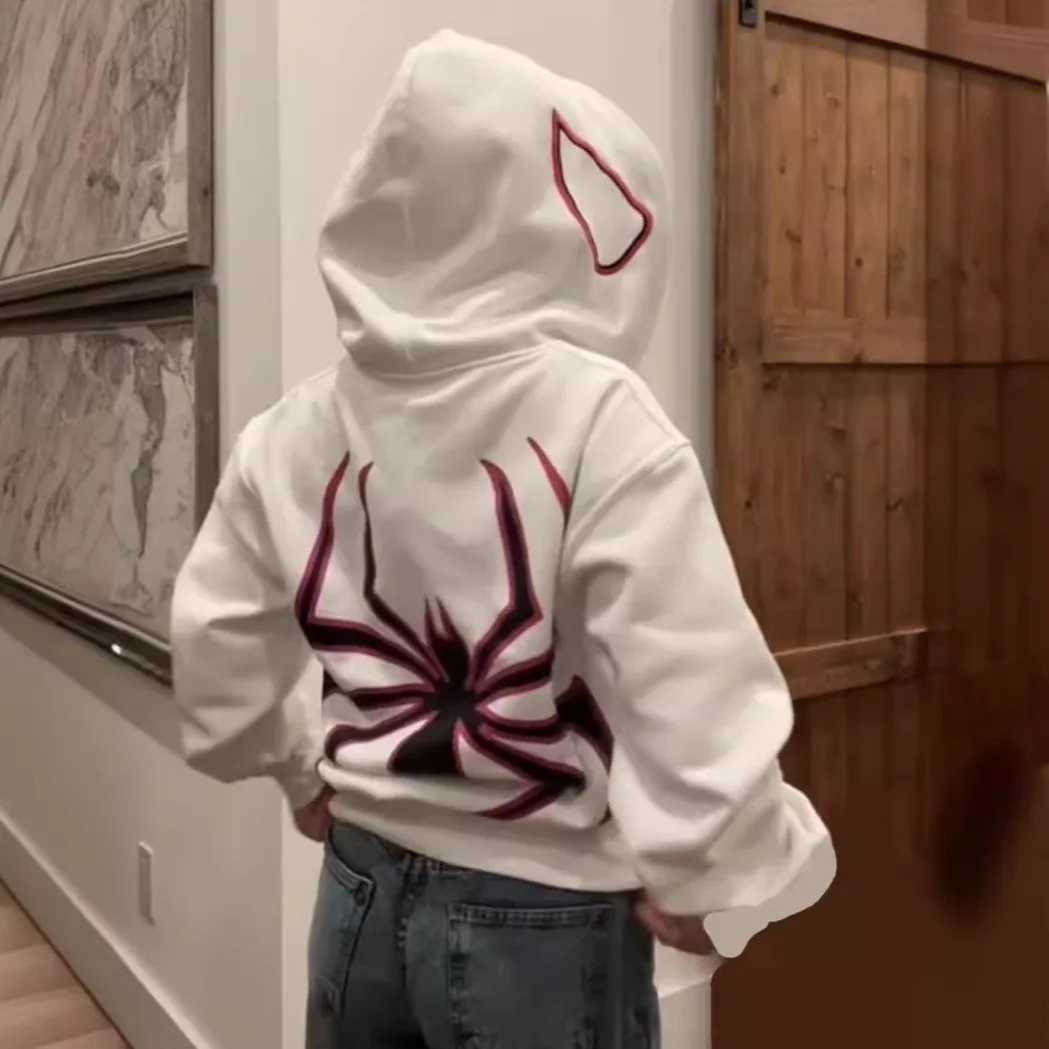 2024 Cross border Europe and America Dark Sports and Leisure Men and Women Gothic Couples Harajuku Large Spider Hoodie Sweater W250530