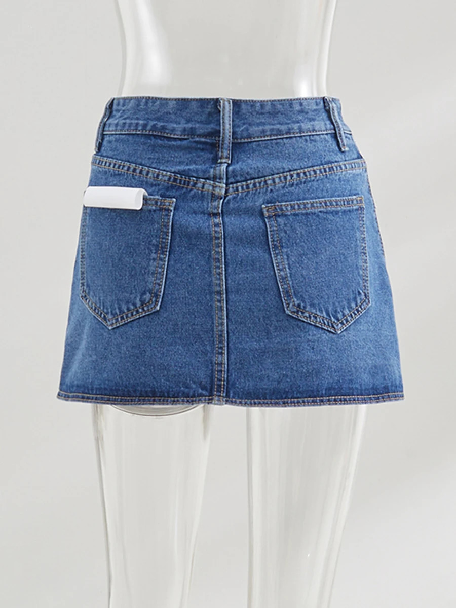 Irregular Denim Skirts For Women Summer High Waist Button Up Mini Skirt Korean Fashion Simple Vintage Shorts Faldas 250527