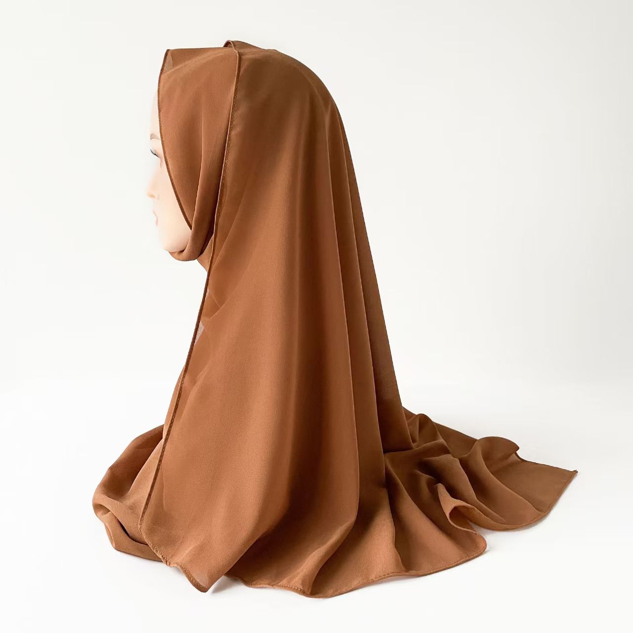 T845 solid color silk scarf, extended headscarf, advanced pearl chiffon square scarf, Arab Southeast Asian headscarf scarf